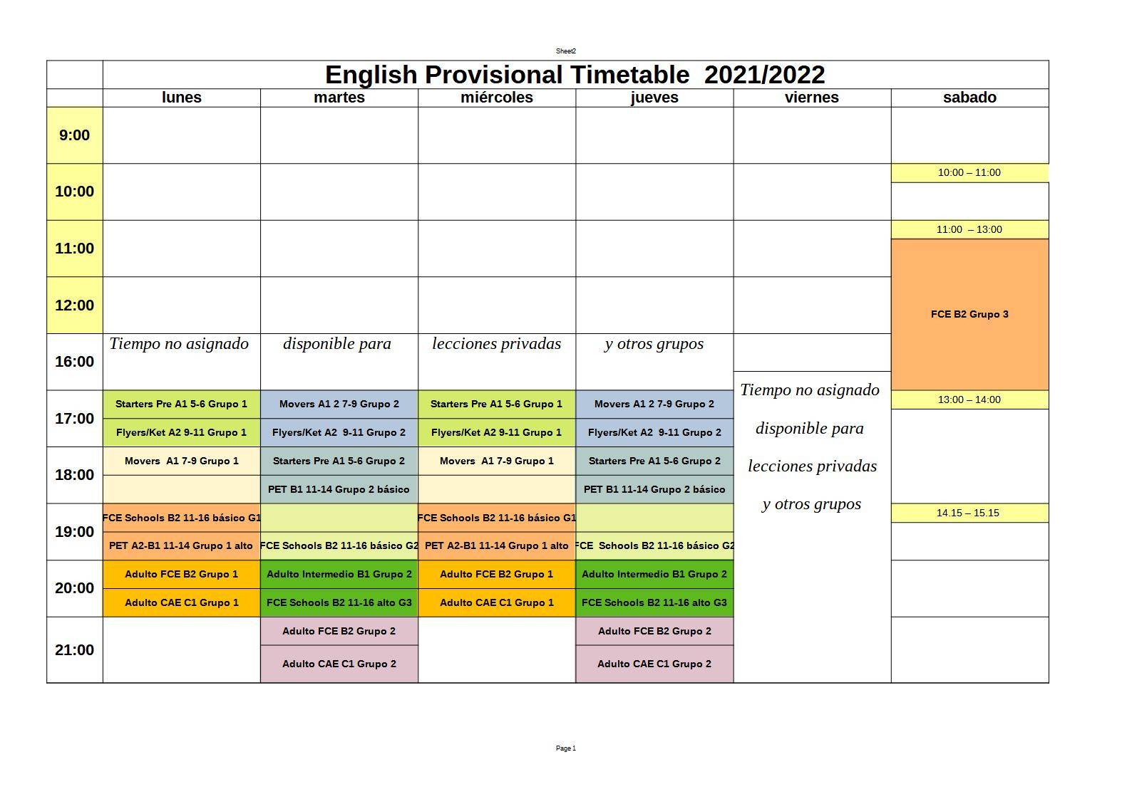 Timetable 2021provisional20210903 ingles nativo Aranjuez