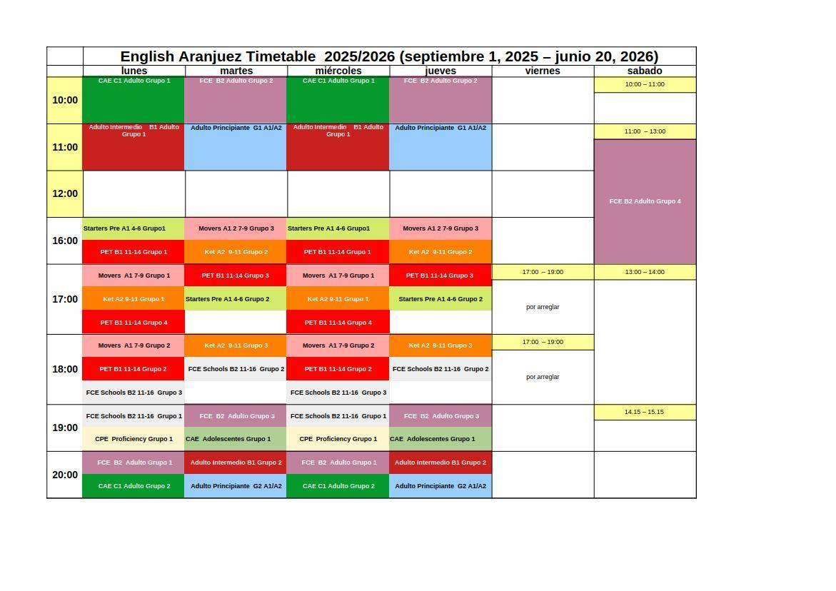clases de inglés Legazpi Aranjuez